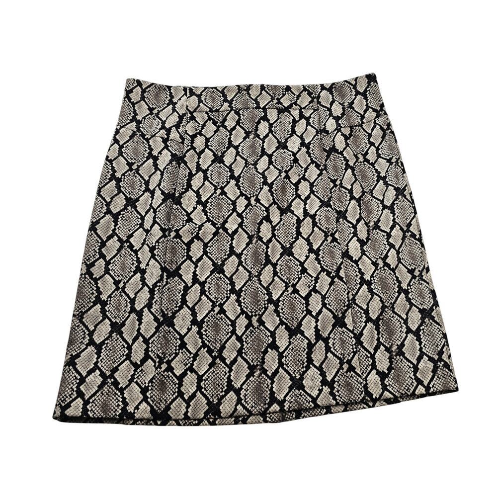 Michael kors sz L lined snakeskin print pencil mini skirt casual large black EUC